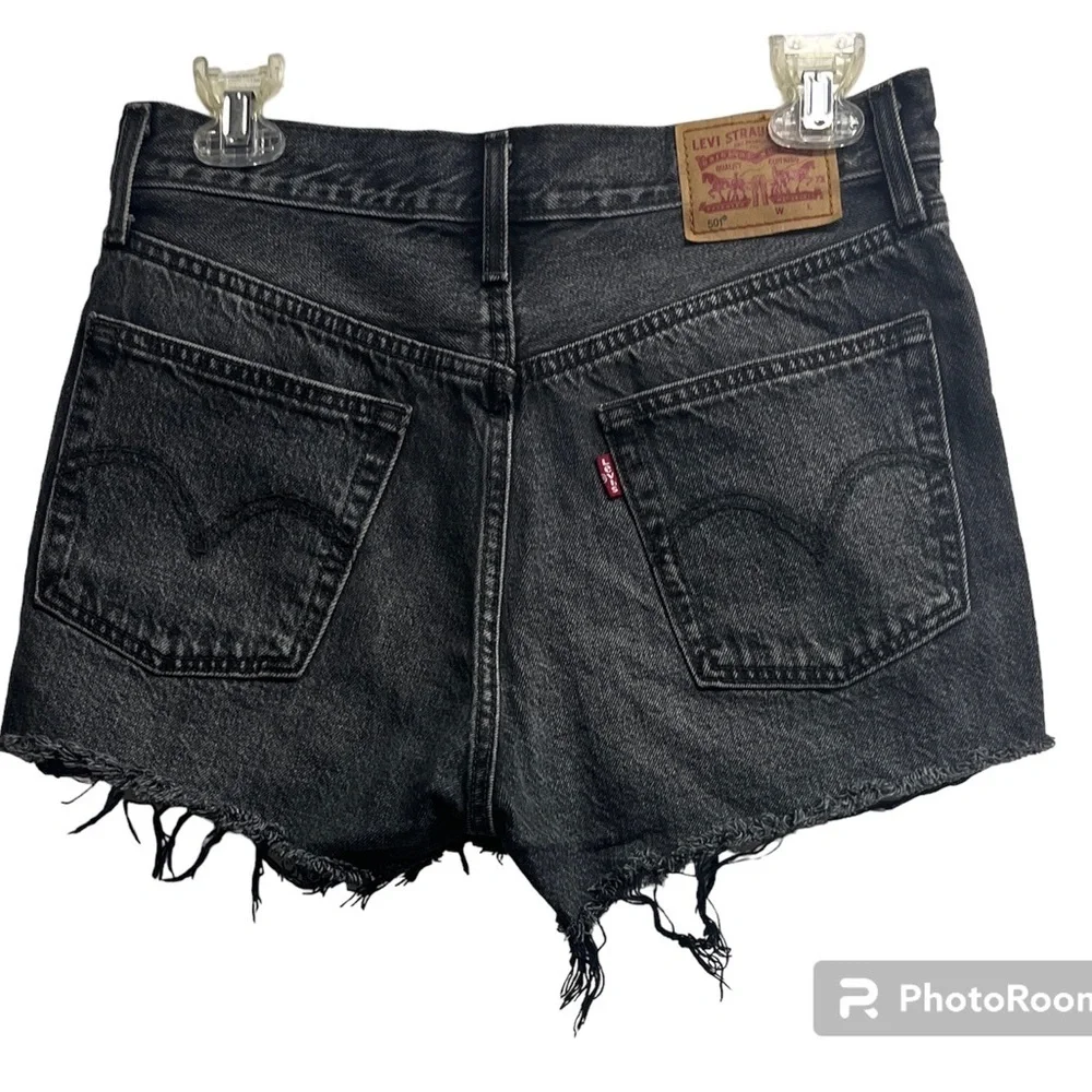 Levi's 501 High Rise Distressed Jean Shorts - Size 27 - Picture 2 of 13
